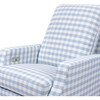 Crewe Electronic Recliner & Swivel Glider, Blue Gingham & Light Wood - Glider - 6