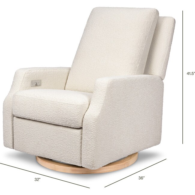 Crewe Electronic Recliner & Swivel Glider, Ivory Boucle & Light Wood - Glider - 7