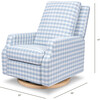 Crewe Recliner & Swivel Glider, Blue Gingham & Light Wood - Glider - 9