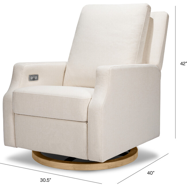 Crewe Electronic Recliner And Swivel Glider, Cream Eco-Weave With Light Wood Base - Nursery Chairs - 8