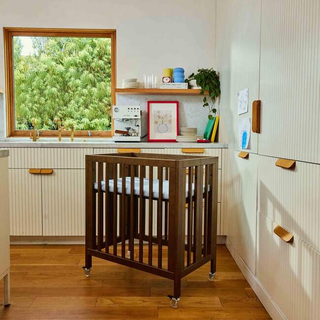 Rolli 9-in-1 Convertible All-Stages® Crib with Bassinet & Toddler Bed Conversion Kits in Natural Walnut