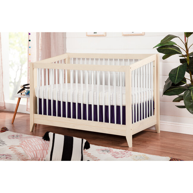 Sprout 4-in-1 Convertible Crib with Toddler Bed Conversion Kit, Natural/White