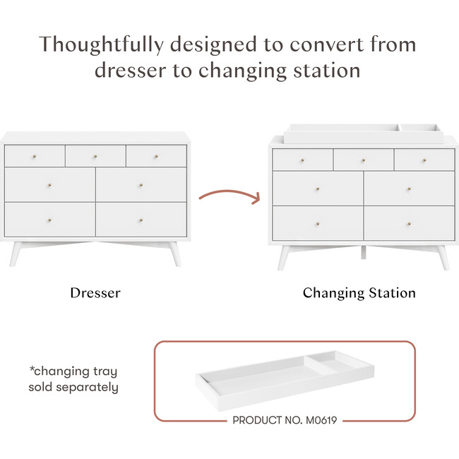 Palma 7-Drawer Assembled Double Dresser, White