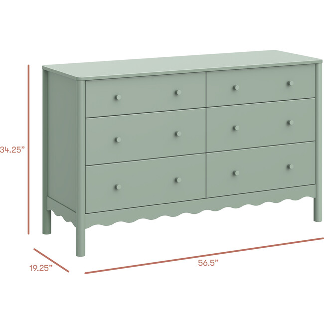 Swell 6-Drawer Assembled Dresser in Light Sage