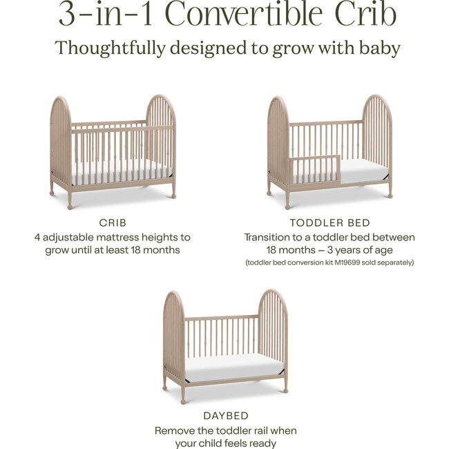 Alouette 3-in-1 Convertible Spindle Crib - Cribs - 6