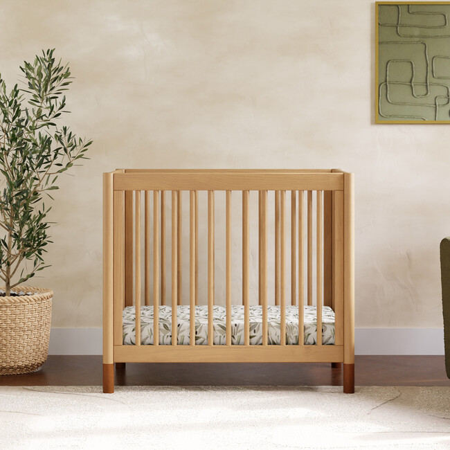 Gelato 4-in-1 Convertible Mini Crib, Honey & Vegan Tan Leather Feet