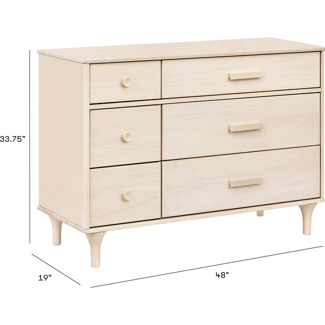 Lolly 6-Drawer Assembled Double Dresser, Washed Natural