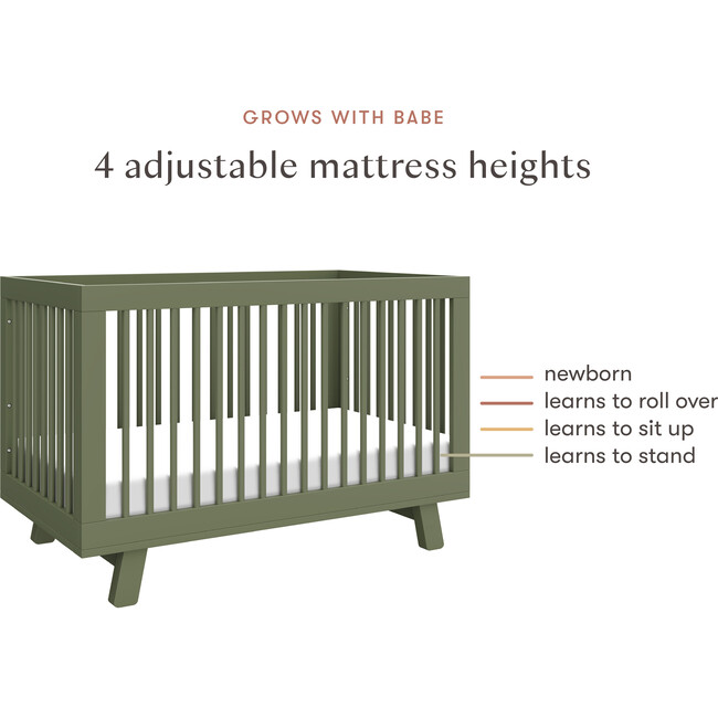 Hudson 3-In-1 Convertible Crib With Toddler Bed Conversion Kit, Olive - Cribs - 5