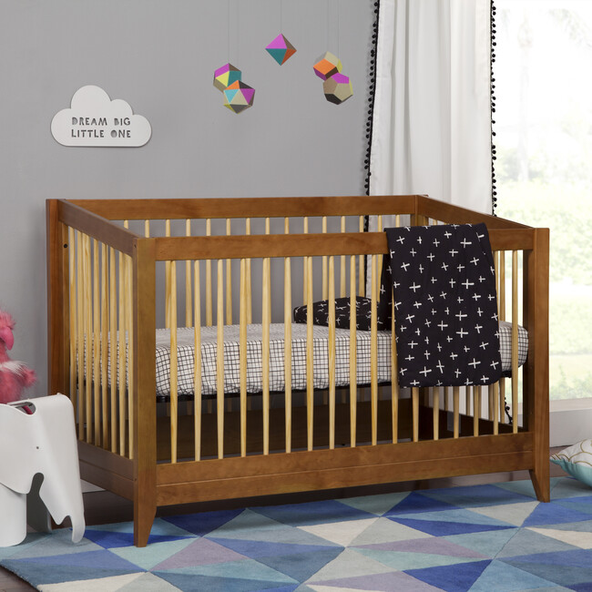Sprout 4-in-1 Convertible Crib with Toddler Bed Conversion Kit, Walnut
