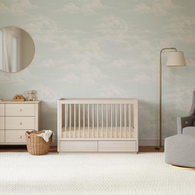 Bento 3-In-1 Convertible Storage Crib With Toddler Bed Conversion Kit, Washed Natural