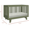Hudson 3-In-1 Convertible Crib With Toddler Bed Conversion Kit, Olive - Cribs - 7