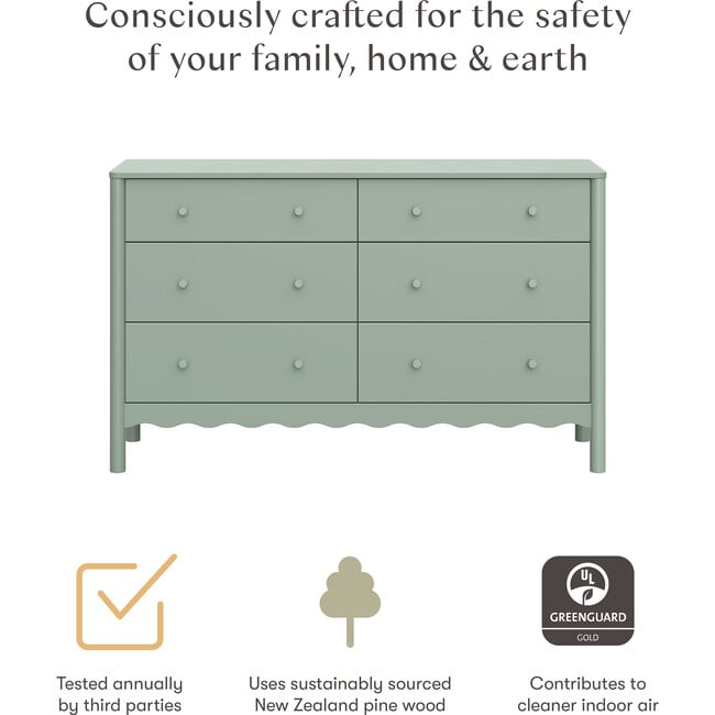 Swell 6-Drawer Assembled Dresser in Light Sage - Dressers - 10