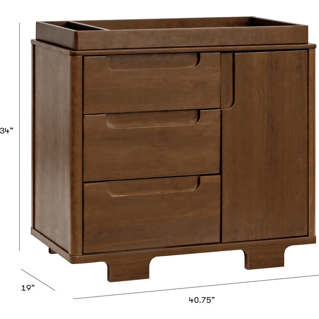 Yuzu 3-Drawer Changer Dresser, Natural Walnut - Changing Tables - 7