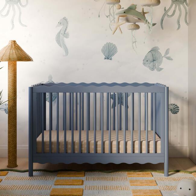 Swell 4-in-1 Convertible Crib with Toddler Bed Conversion Kit in Cove Blue - Cribs - 9