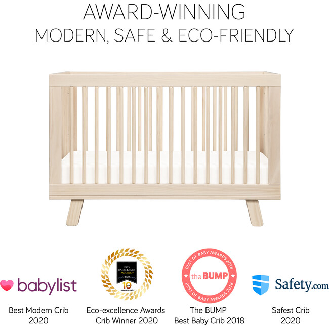 Hudson 3-in-1 Convertible Crib with Toddler Bed Conversion Kit, Washed Natural - Cribs - 9