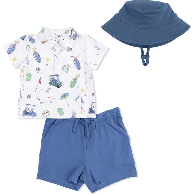 Polo with Casual Short with Solid Bucket Hat, Golf Things