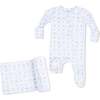 2 Way Zipper Footie & Swaddle Blanket, Golf Trellis Blue - Footie Pajamas - 1 - thumbnail