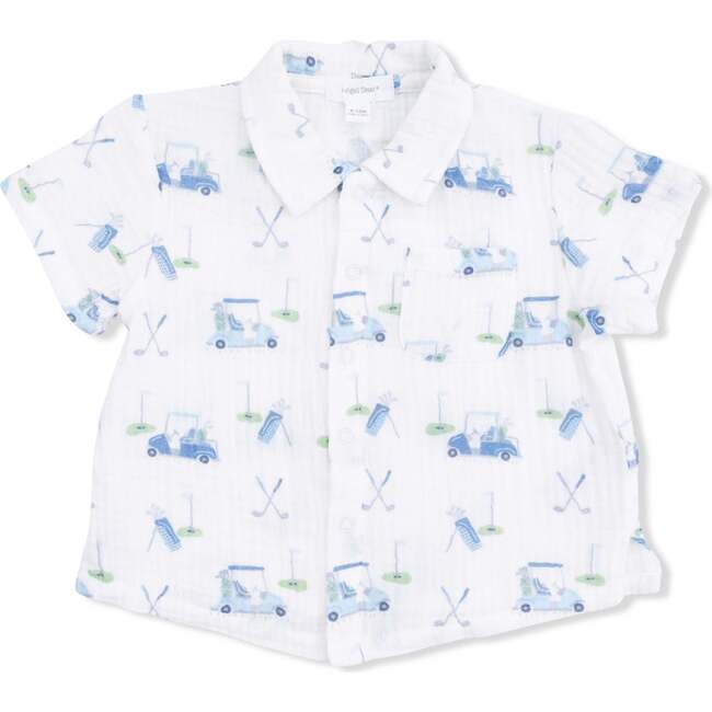 Polo Button Up with Casual Short, Baby Golf Carts Blue