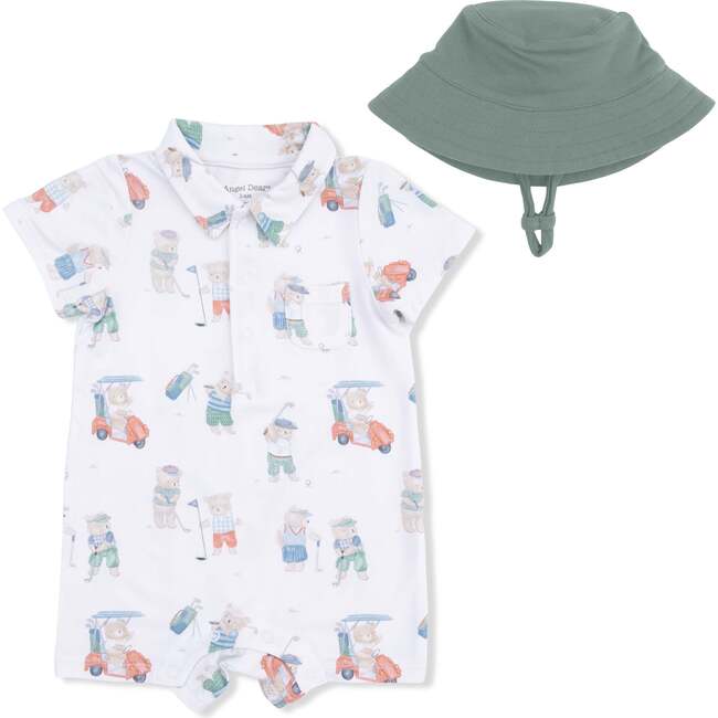 Polo Shortie with Bucket Hat, Golfing Teddy Bears