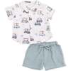 Polo Button Up with Casual Short, Zooming Golf Carts - Mixed Apparel Set - 1 - thumbnail