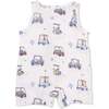 Sleeveless Shortie Romper with Bucket Hat, Zooming Golf Carts - Rompers - 2
