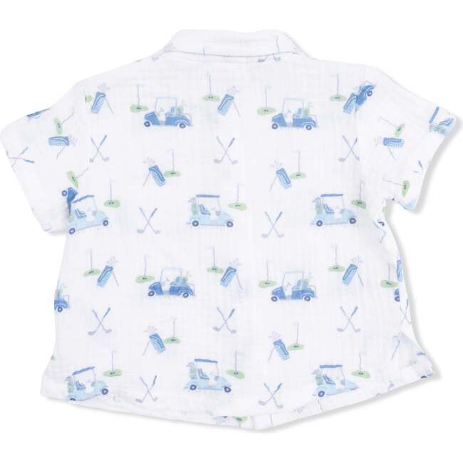 Polo Button Up with Casual Short, Baby Golf Carts Blue - Mixed Apparel Set - 3