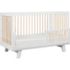 Hudson 3-in-1 Convertible Crib with Toddler Bed Conversion Kit, White/ Natural - Cribs - 6