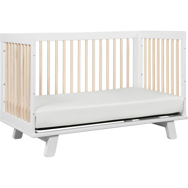 Hudson 3-in-1 Convertible Crib with Toddler Bed Conversion Kit, White/ Natural - Cribs - 7