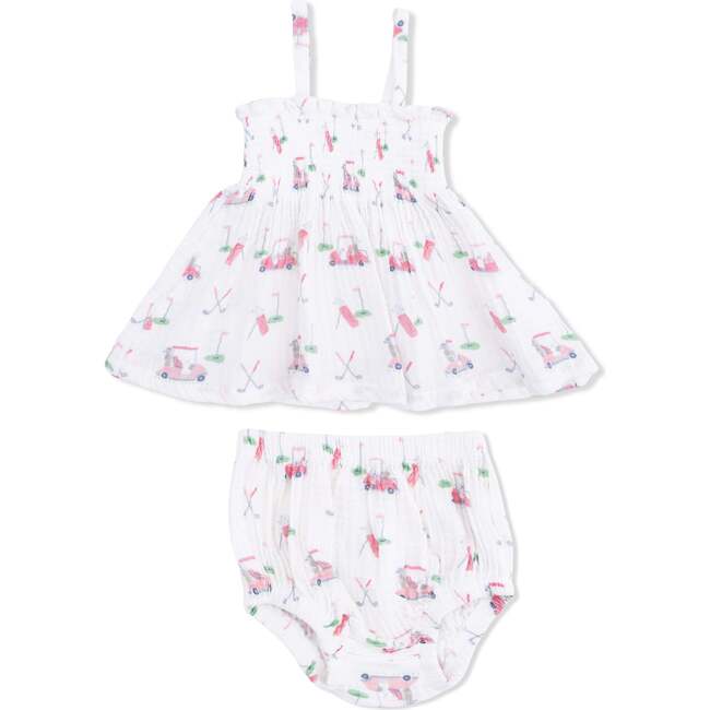 Smocked Top with Bloomer, Baby Golf Carts Pink