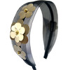 Sharon Headband, Gold & White - Headbands - 1 - thumbnail