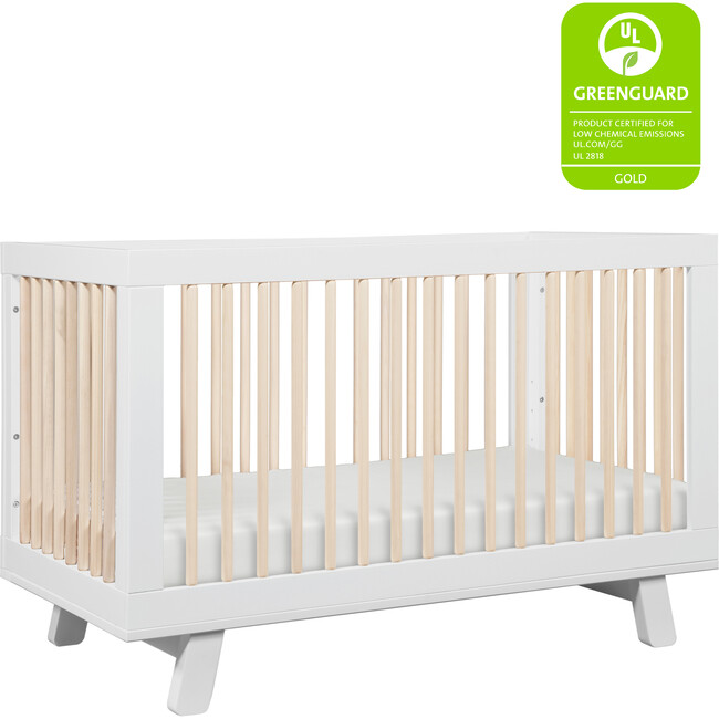 Hudson 3-in-1 Convertible Crib with Toddler Bed Conversion Kit, White/ Natural - Cribs - 8