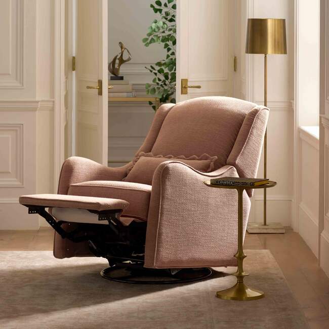 Devon Recliner and Swivel Glider in Performance Dusty Rose Eco-Basketweave - Nursery Chairs - 10