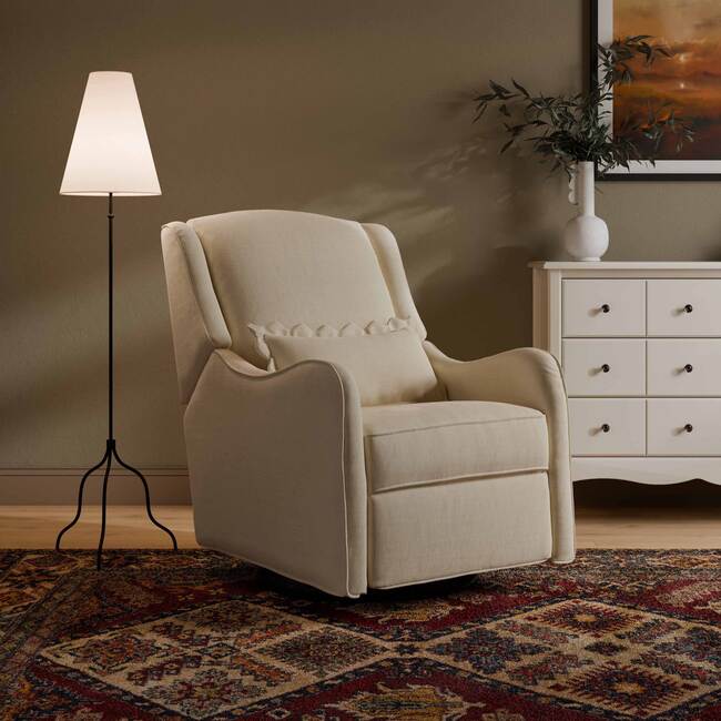 Devon Recliner and Swivel Glider in Performance Ivory Eco-Basketweave - Nursery Chairs - 10
