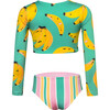 Banano Colombiano Verde Sun Longsleeve Bikini Swimsuit, Green - Two Pieces - 1 - thumbnail