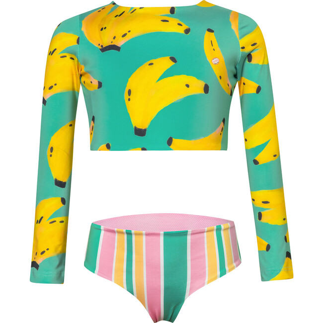 Banano Colombiano Verde Sun Longsleeve Bikini Swimsuit, Green - Two Pieces - 4