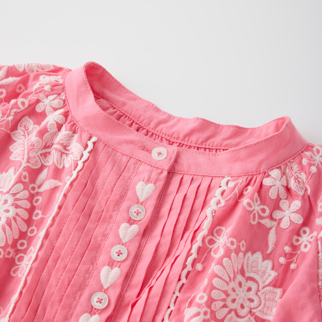 Selena Cotton Embroidered Romper, Candy - Rompers - 3