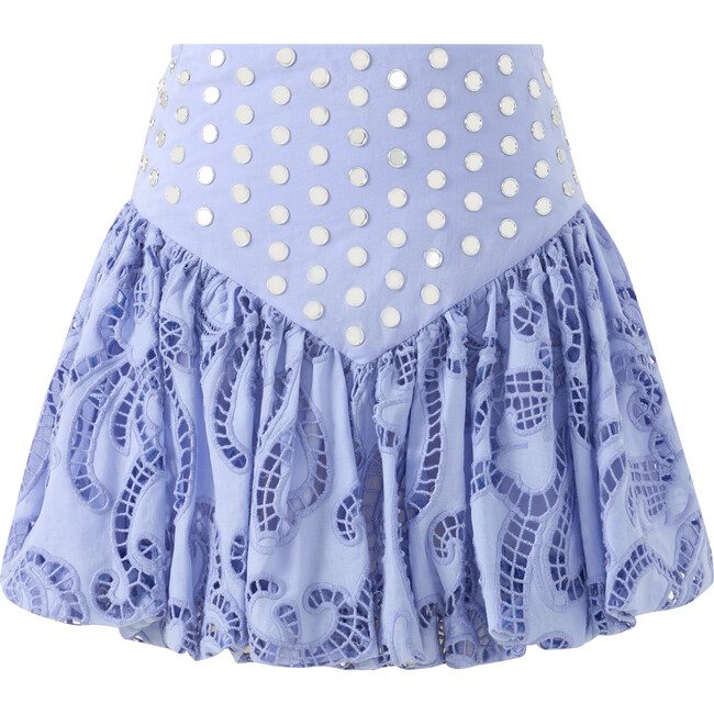Luciana Embroidered Bubble Mini Skirt, Lavender