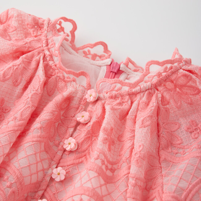 Kaia Lace Embroidered Mini Dress, Peach - Dresses - 3