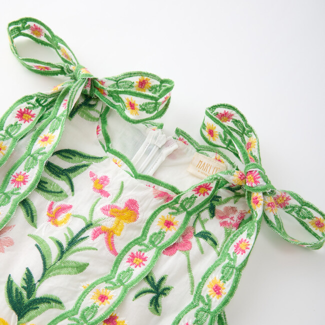 Kaylee Cotton Embroidered Mini Dress, Floral - Dresses - 3