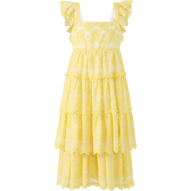 Kaia Lace Embroidered Maxi Dress, Lemon