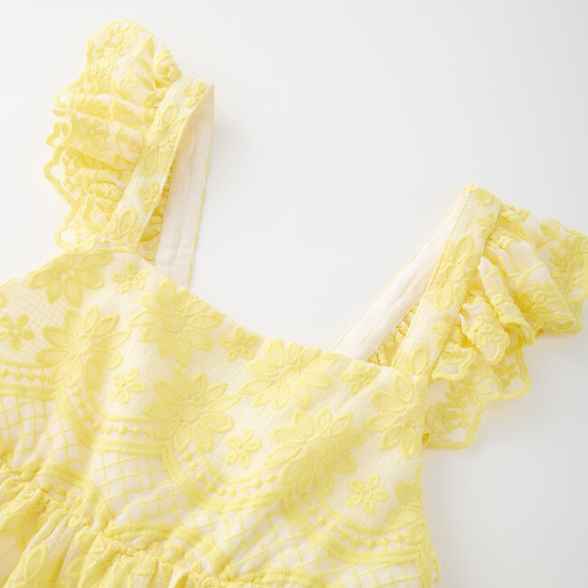 Kaia Lace Embroidered Maxi Dress, Lemon - Dresses - 3