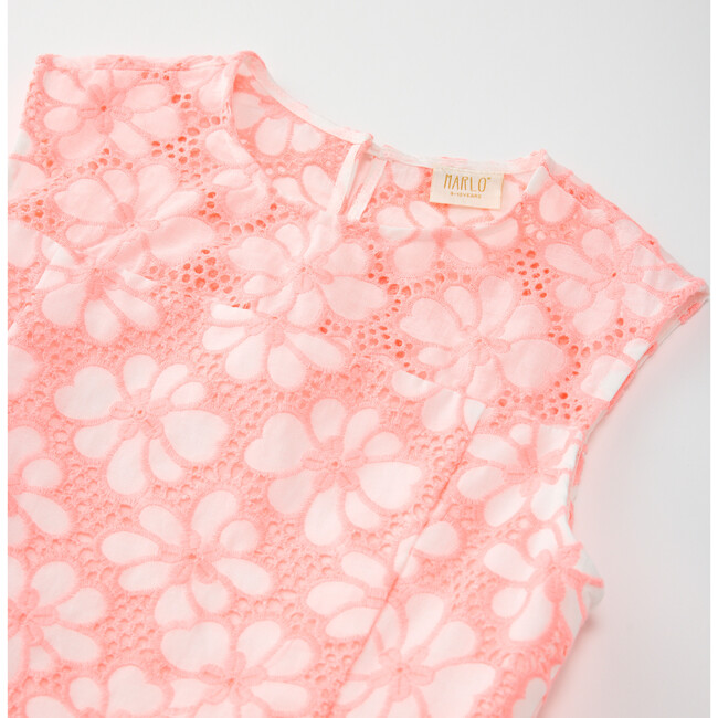 Holly Cotton Embroidered Mini Dress, Coral - Dresses - 3