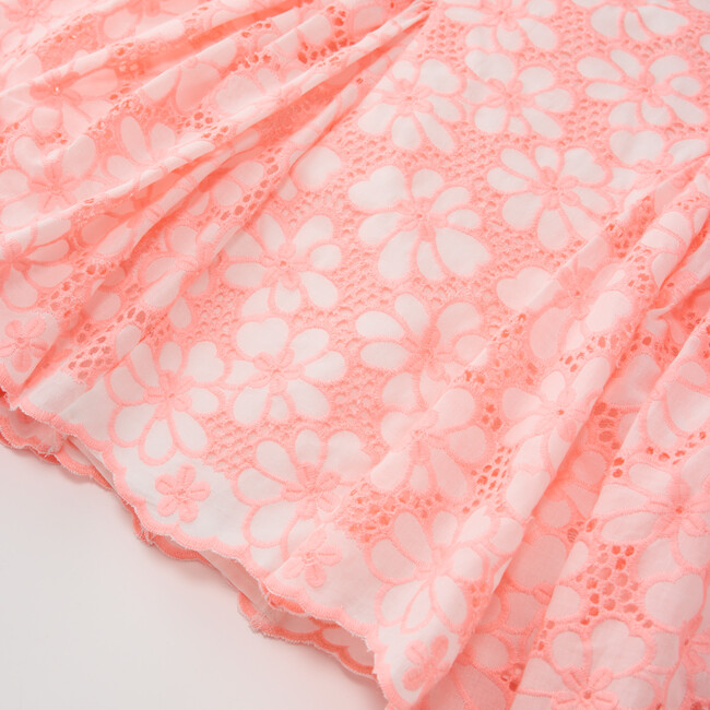 Holly Cotton Embroidered Mini Dress, Coral - Dresses - 6