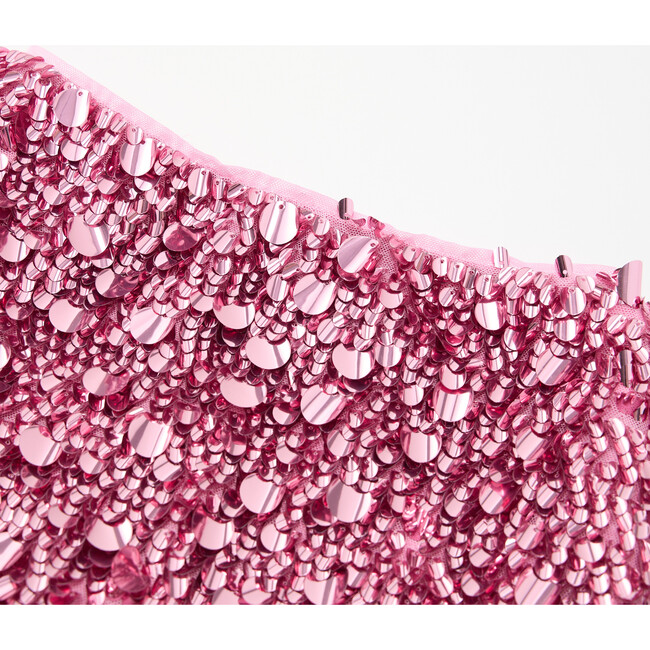 Davina Sequin Mini Skirt, Magenta Rose - Skirts - 3