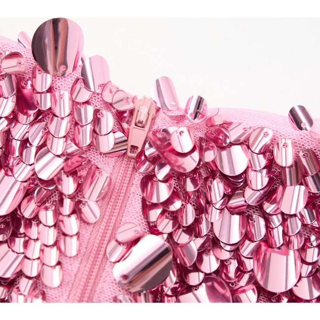 Davina Sequin Mini Skirt, Magenta Rose - Skirts - 5