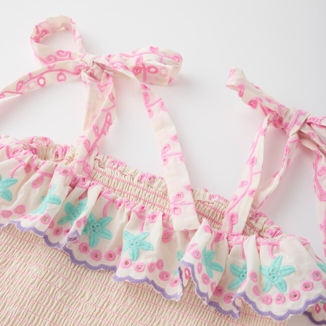 Alanna Shirred Embroidered Mini Dress, Multi - Dresses - 3