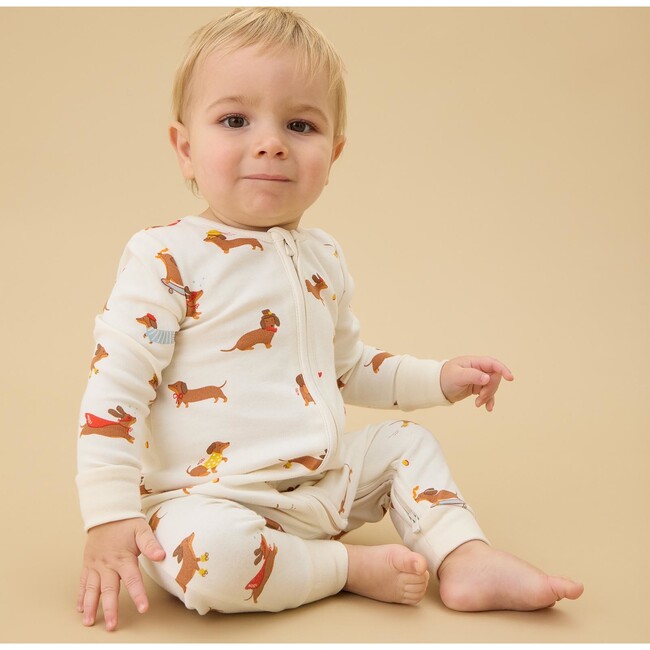 Sausage Dog Two Way Zip-Up Sleepsuit - Footie Pajamas - 3