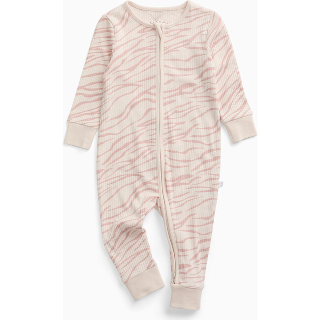 Ribbed Zebra Two Way Zip-Up Romper