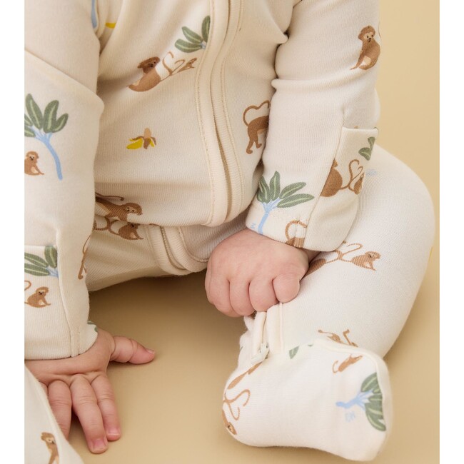 Monkey Two Way Zip-Up Sleepsuit - Footie Pajamas - 3