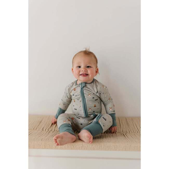 Long Sleeve Zip Romper Floral Chicken - Rompers - 7